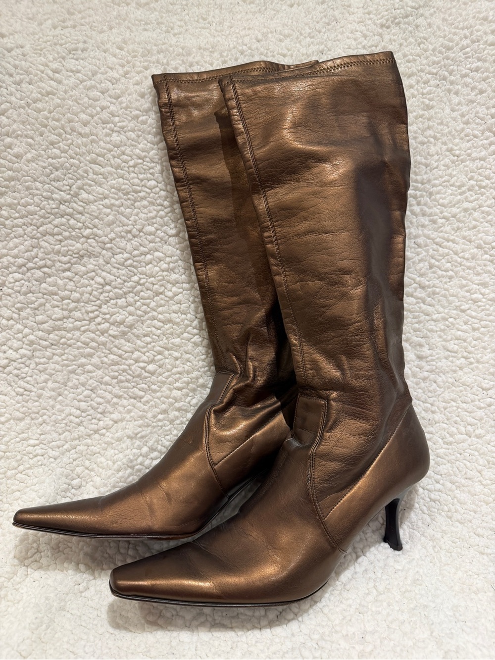 Donald J. Pliner Bronze Metallic Leather  Boot Sz 11M Stretch Upper Worn Once